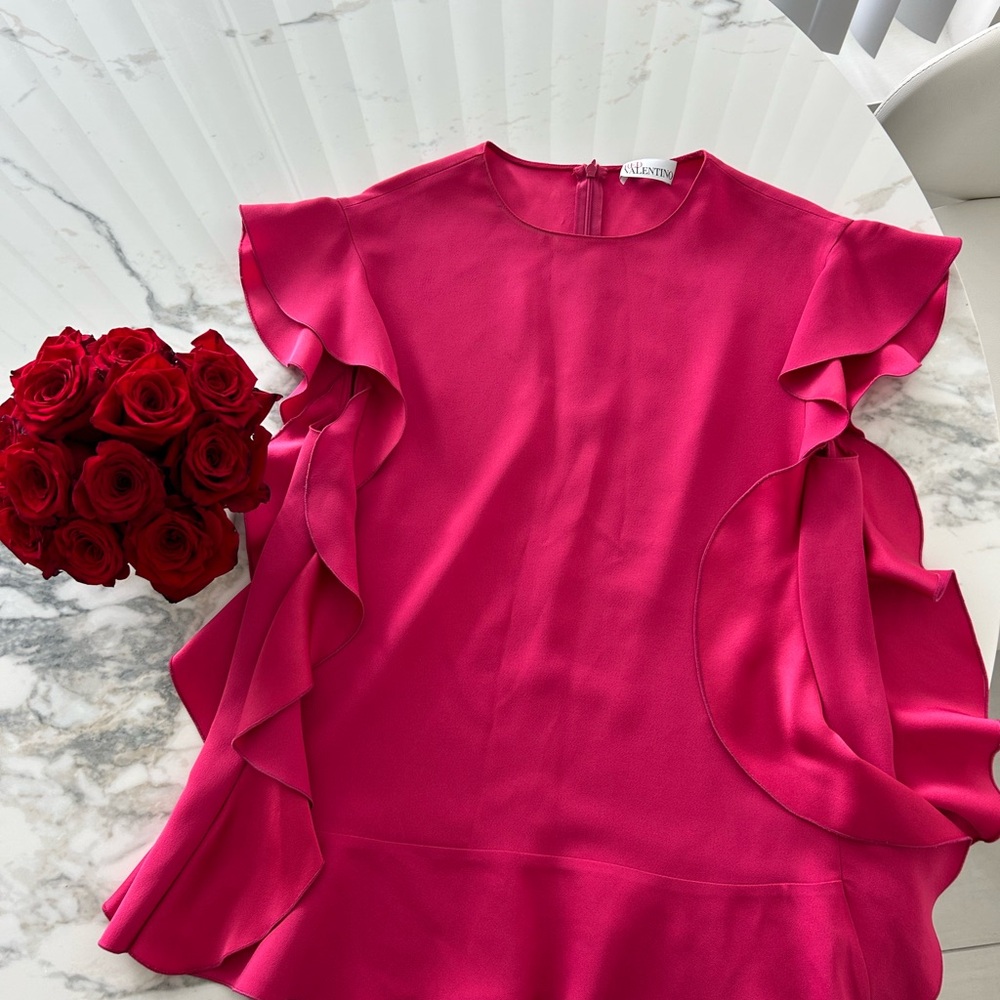 Valentino Pink Ruffle Blouse